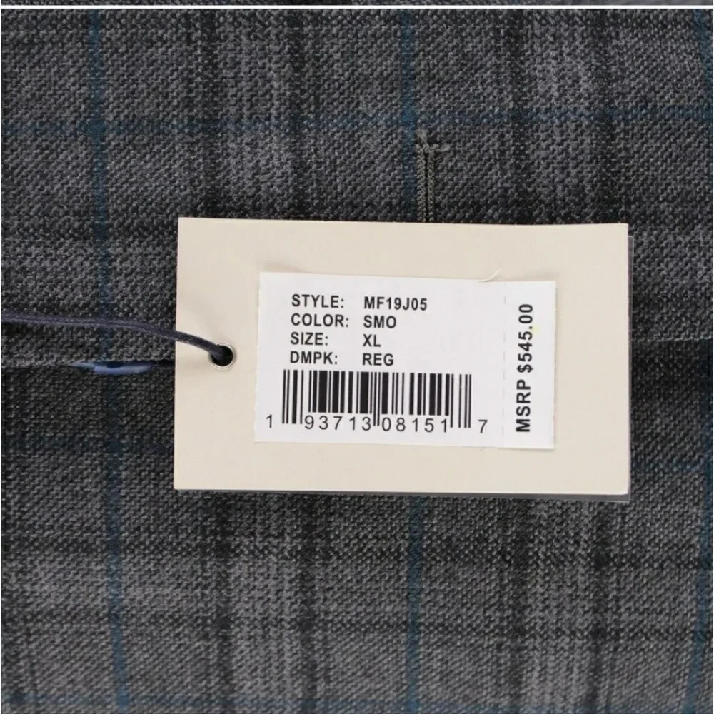 Peter Millar Gray And Blue Sport Coat with Notched Lapel Tag For Info Only